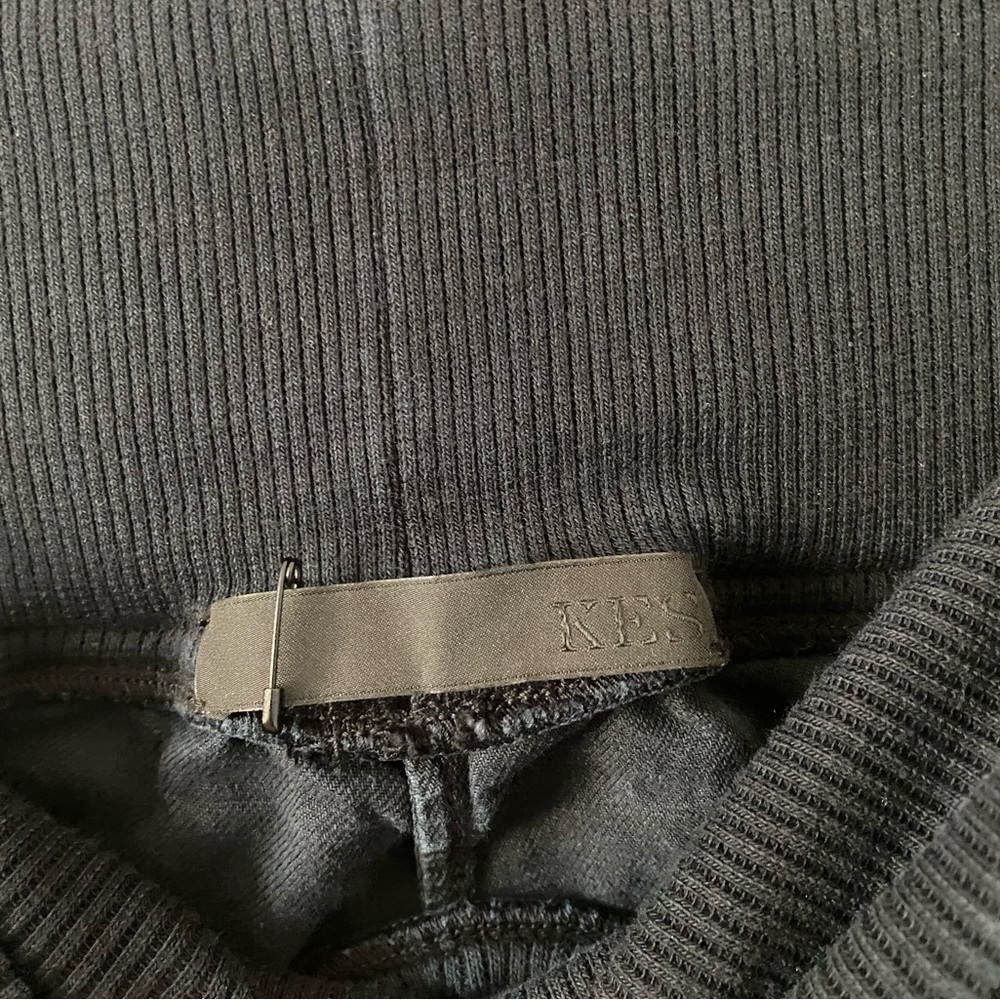 Kes Nyc Black Cotton Linen Elastic Waistband Raw Hem Pants — image 5 of 7